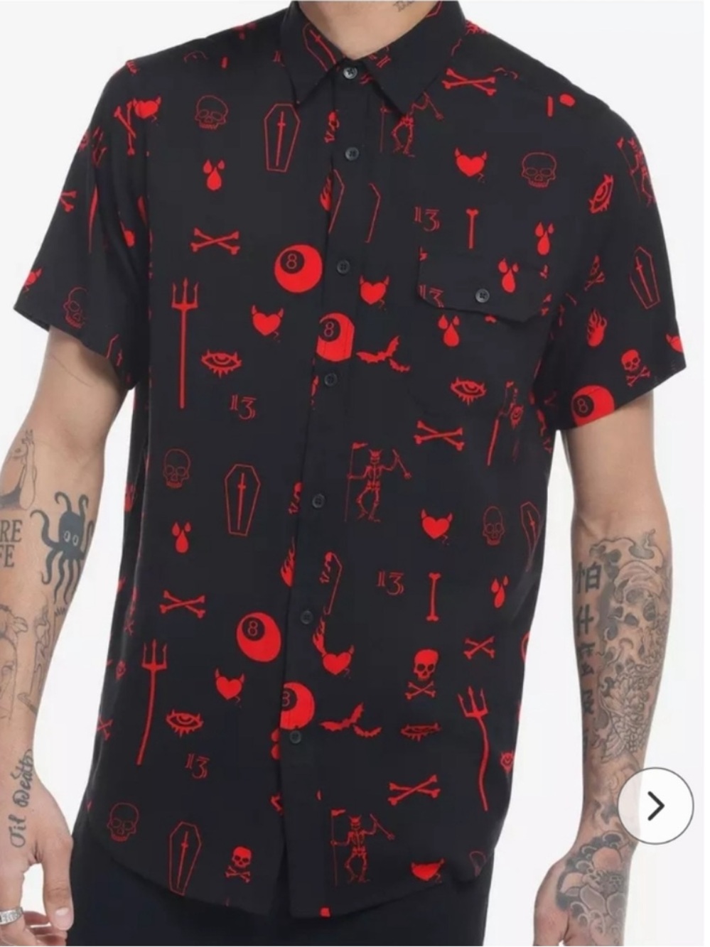 Hot Topic Dark Symbols Button-Up Shirt